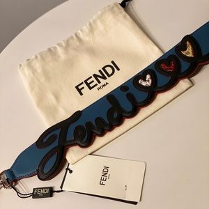 New Fendi Logo/Hearts Bag Strap Leather Snakeskin